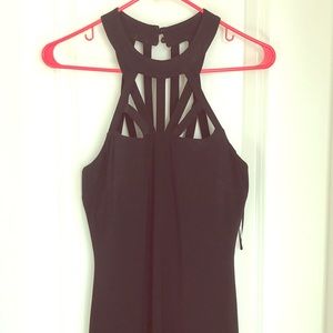 Black long Cashé dress.